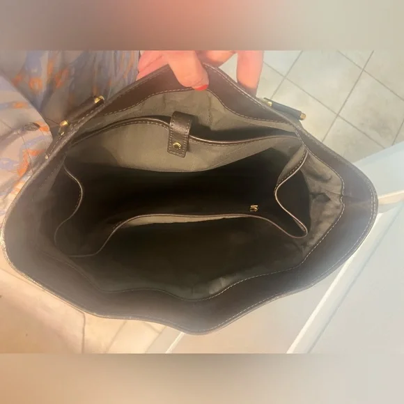 $1,280 LOUIS VUITTON Mini Lin “Lucille” GM Tote Bag, Green Canvas/Brown Leather - Picture 10 of 17